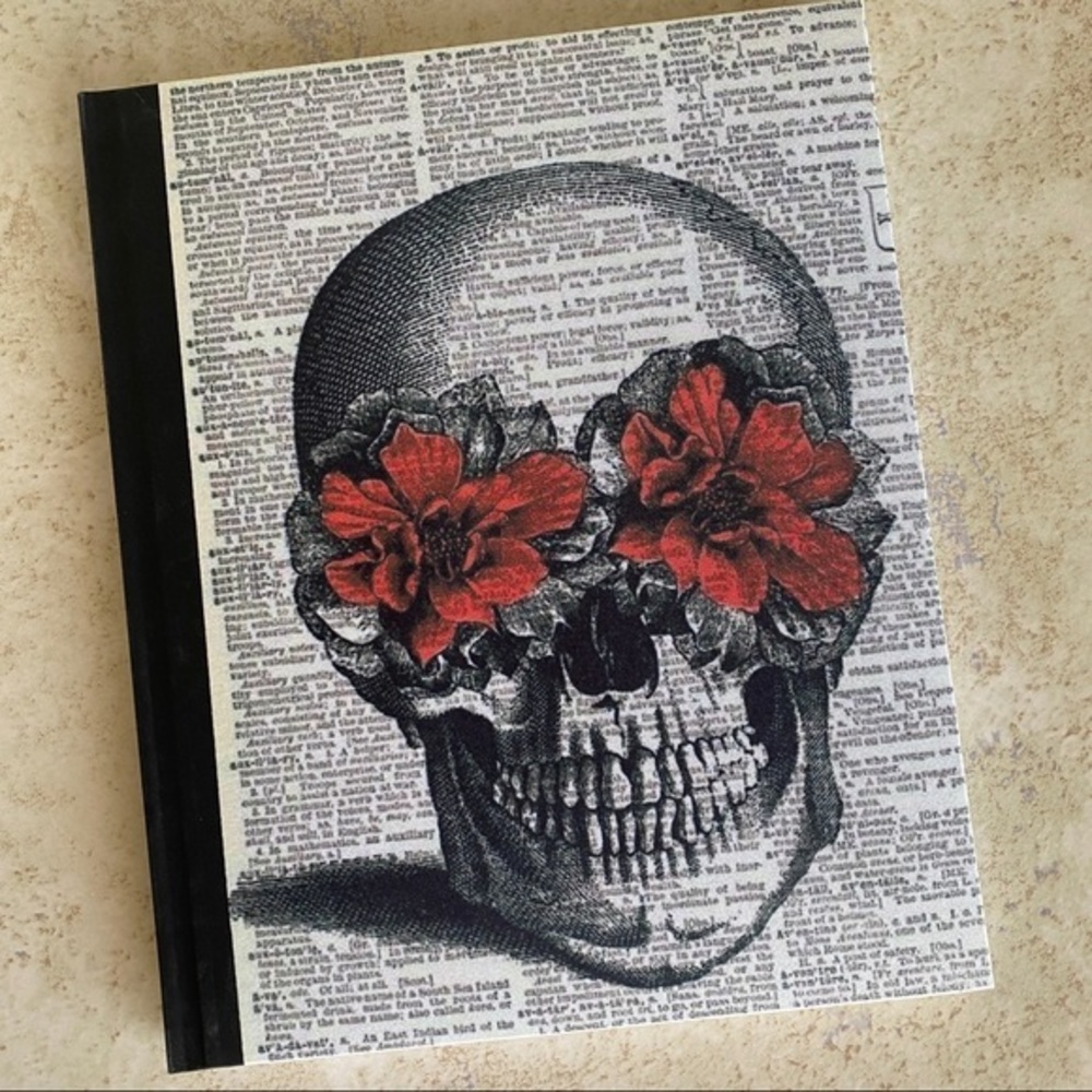 ❤️SALE❤️ New-Antique Newspaper Day of the Dead Floral Portfolio Journal